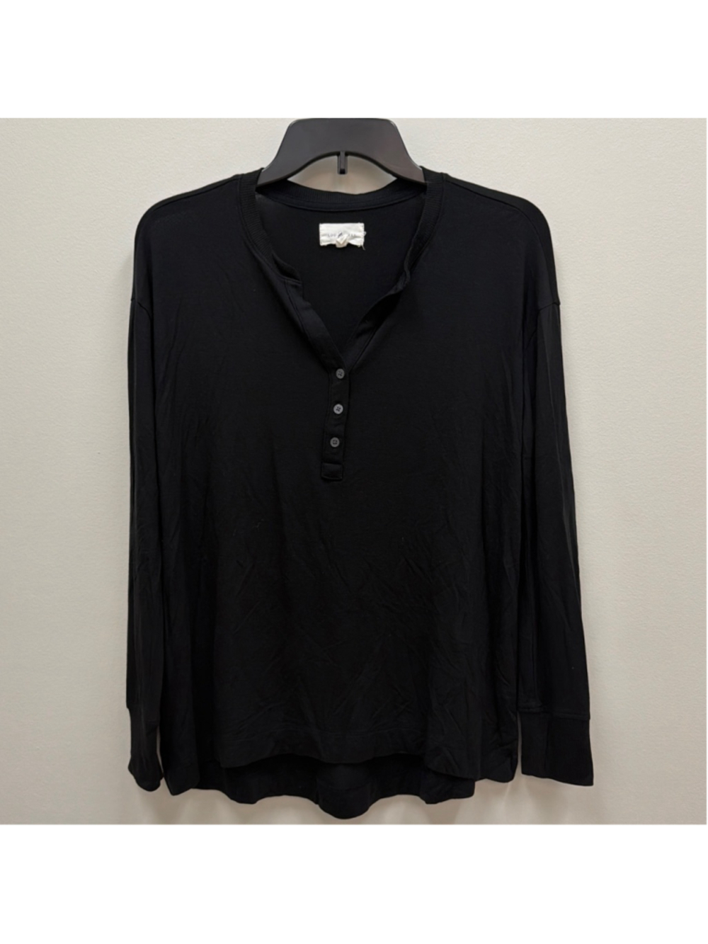 Lou & Grey Black Long Sleeve Super Soft Henley Sz XS